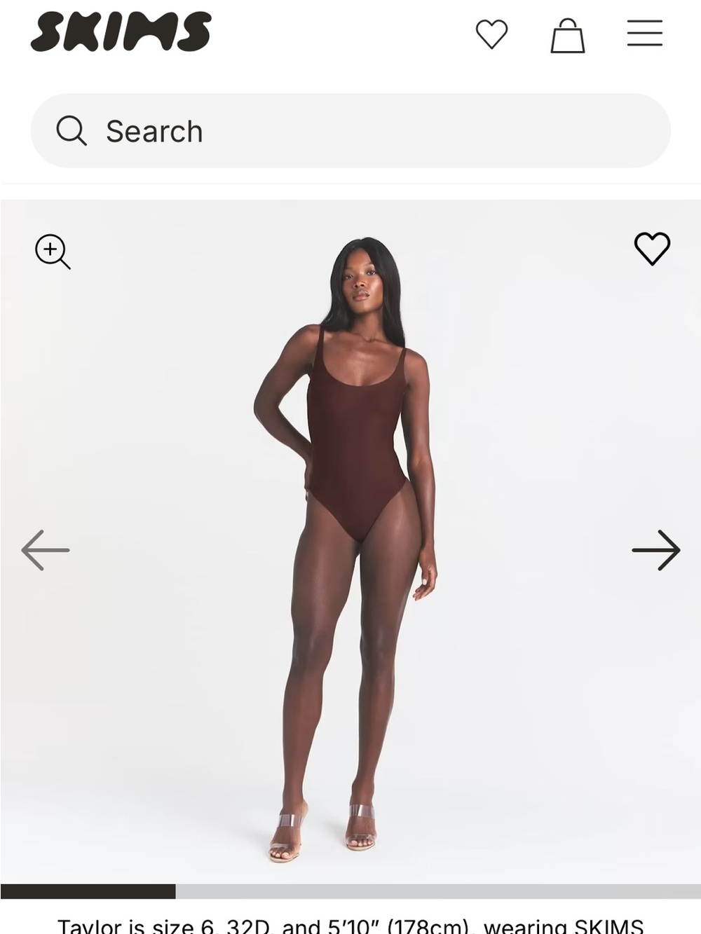SKIMS Scoop Neck One-Piece Bodysuit — Chocolate Brown